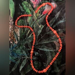 Carolyn Pollack Relios Sterling Dark Coral Bead Southwestern Long Necklace